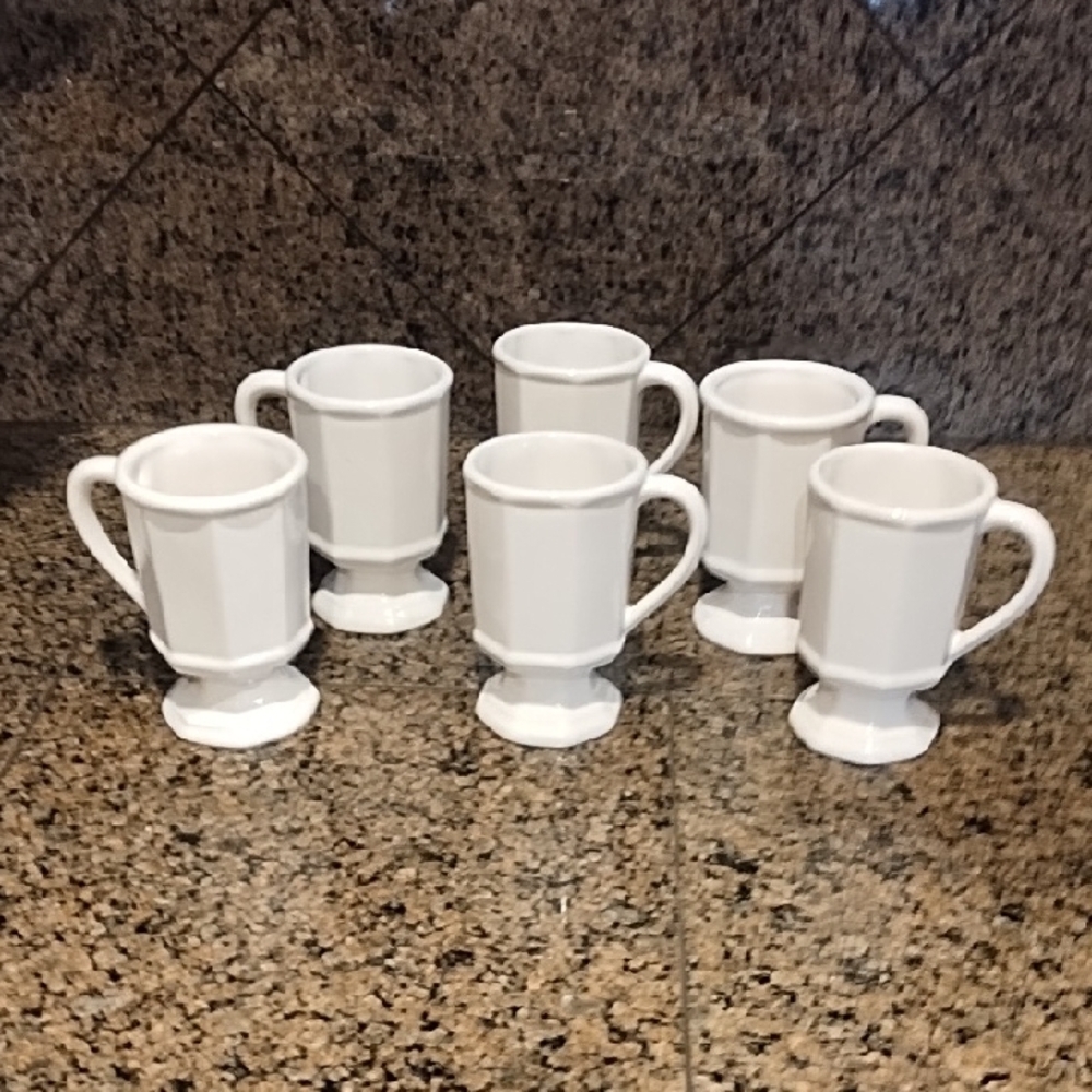 Classic White Stoneware Mug Set Of  6 Pfaltzgraff